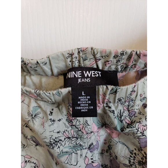 Nine West Jeans - seagrass floral off shoulder, 100% cotton top, size L - Picture 2 of 5